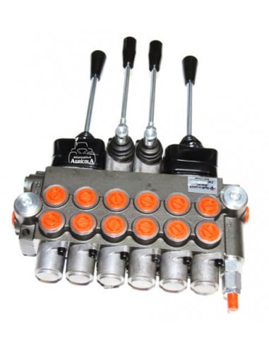 Distribuidor hidráulico 6 funciones 2 joystick + 2 manuales doble efecto