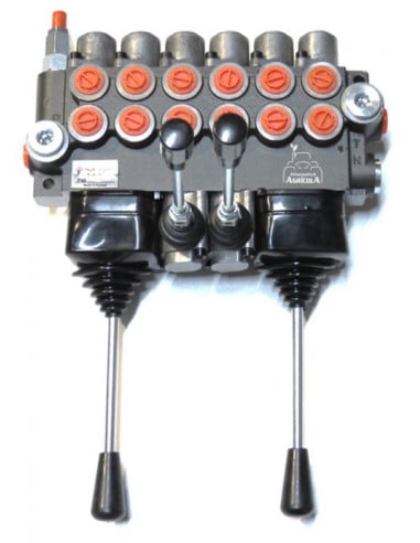 Distribuidor hidráulico 6 funciones 2 joystick + 2 manuales doble efecto