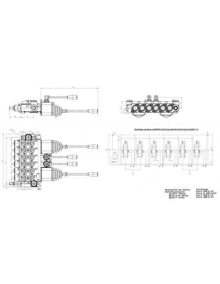 Distribuidor hidráulico 6 funciones 2 joystick + 2 manuales doble efecto