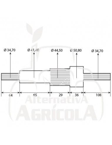 Eje toma de fuerza 1 3/8" - Z6 - L 300 mm John Deere R94130