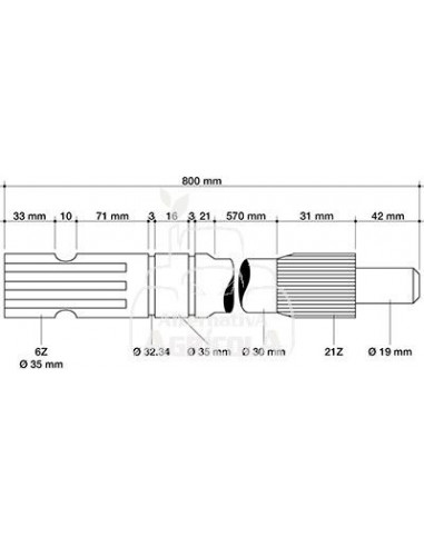 Eje toma de fuerza 1" 3/8 - Z6 - L 800 mm John Deere L28405