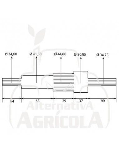 Eje toma de fuerza 1" 3/8 - Z21 - L 290 mm John Deere T28672