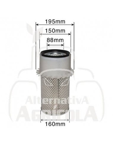 Filtro de aire exterior Fiat, John Deere, Hurlimann, Vario