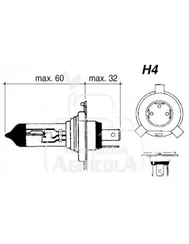 LAMPARA HALOGENA 12 V - 55/60W - P43T-38 - H4