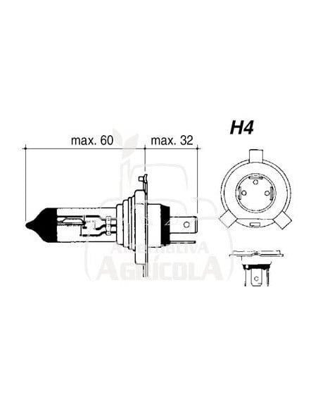 LAMPARA HALOGENA 12 V - 55/60W - P43T-38 - H4