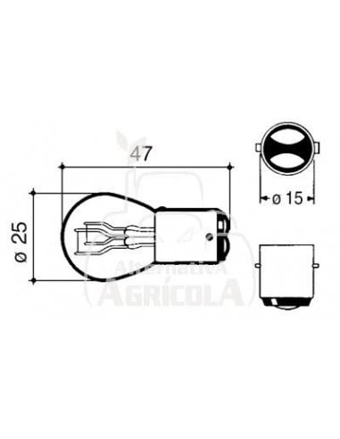 Bombilla 12 V - 21/5 W - BAY15D - P21/5 W 2 polos