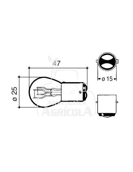 Bombilla 12 V - 21/5 W - BAY15D - P21/5 W 2 polos