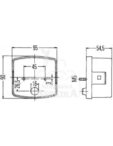 PILOTO TRASERO ''HELLA'' DERECHO - 95 X 90 X 54.5 MM
