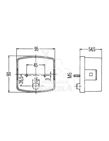 PILOTO TRASERO ''HELLA'' DERECHO - 95 X 90 X 54.5 MM