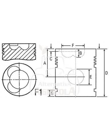 Pistón y pasador estándar Ø 116 mm John Deere AR93629