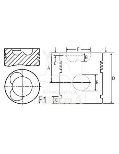 Pistón y pasador estándar Ø 116 mm John Deere AR98838
