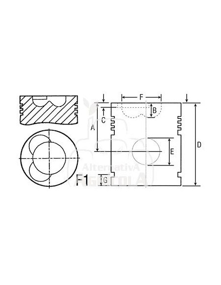 Pistón y pasador estándar Ø 116 mm John Deere AR98838