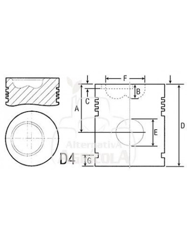 Pistón y pasador estándar Ø 116 mm John Deere RE57512