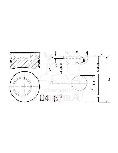 Pistón y pasador estándar Ø 116 mm John Deere RE57512