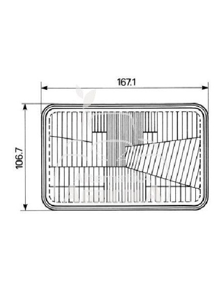 ÓPTICA DELANTERA - 167 x 107 mm para lámpara H4