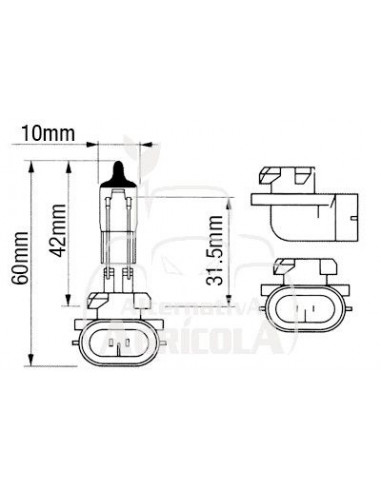 Bombilla lampara halógena 12v - 50w - PGJ13 - H886