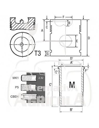 Juego camisa, pistón y segmentos John Deere RE65966