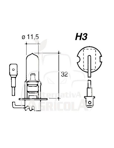 Bombilla halogena 24v - 70w PK22S - H3