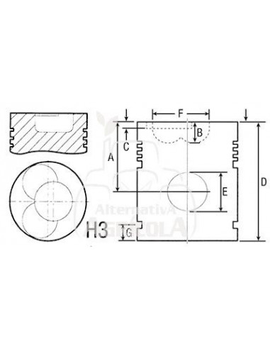 Pistón y pasador Ø 100 mm estándar 81710364