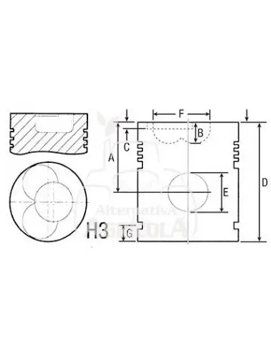 Pistón y pasador Ø 100 mm estándar 81710364