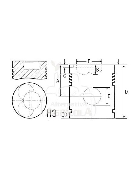 Pistón y pasador Ø 100 mm estándar 81710364