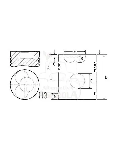 Pistón y pasador Ø 100 mm estándar 81710364