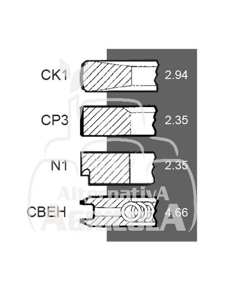 Juego de segmentos 0,020''-0,51 mm Ford 81824113