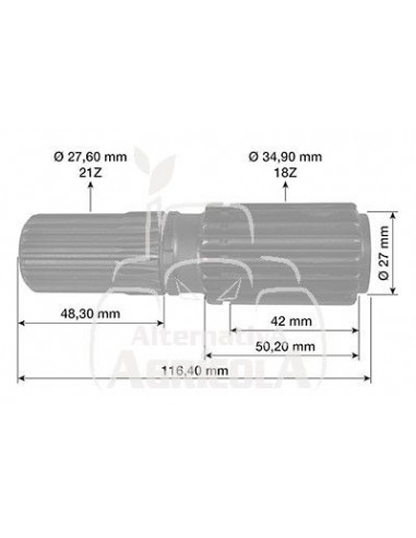 Semi eje exterior planetarios Z 18 / 21 Case-IH 4472352075