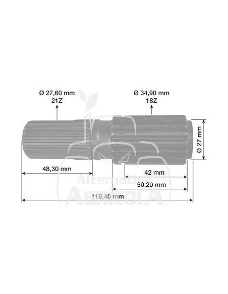Semi eje exterior planetarios Z 18 / 21 Case-IH 4472352075