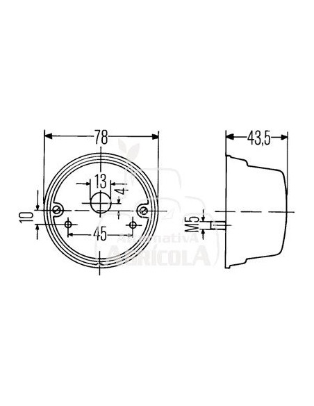Piloto trasero rojo sin luz de matricula Ø 78 mm 3051600R91