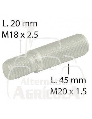 Tornillo de rueda M18 x 2.5 - L 20 mm - M20 x 1.5 - L 45 mm 03168960