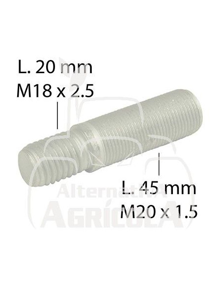 Tornillo de rueda M18 x 2.5 - L 20 mm - M20 x 1.5 - L 45 mm 03168960
