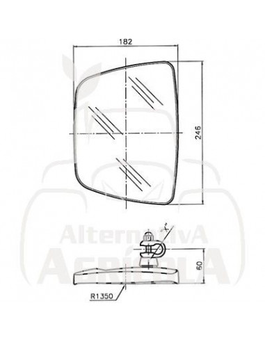 Espejo retrovisor 246 x 182 mm varilla Ø 19 mm plano