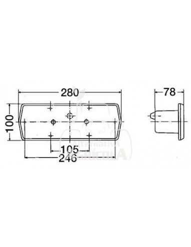 PILOTO TRASERO CABINA SEKURA - 280 x 100 mm