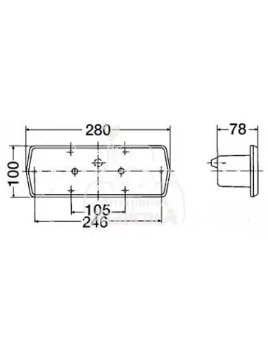PILOTO TRASERO CABINA SEKURA - 280 x 100 mm