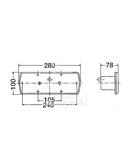 PILOTO TRASERO CABINA SEKURA - 280 x 100 mm