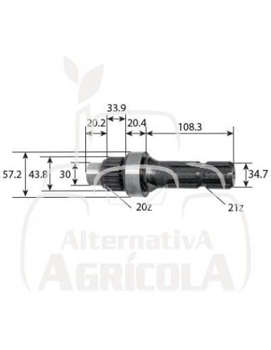 Eje toma de fuerza 1'' 3/8 - Z21 - L 185 mm 47130744