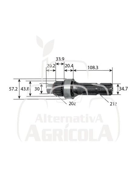 Eje toma de fuerza 1'' 3/8 - Z21 - L 185 mm 47130744