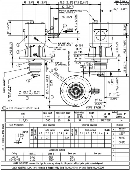 GRUPO COMER 060CV 540rpm RELACIÓN [1:1.93] LF-140J