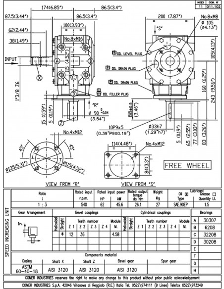 GRUPO COMER 062CV 540rpm RELACIÓN [1:3] T-313J