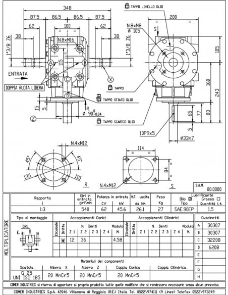 GRUPO COMER 062CV 540rpm RELACIÓN [1:3] T-312A