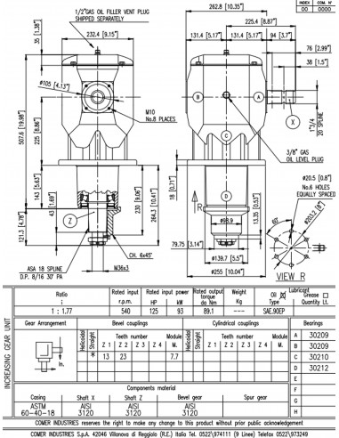 GRUPO COMER 125CV 540rpm RELACIÓN [1:1.77] U125.SRC