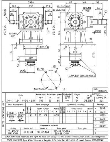 GRUPO COMER 090CV 540rpm RELACIÓN [1:1.84] TF-26A