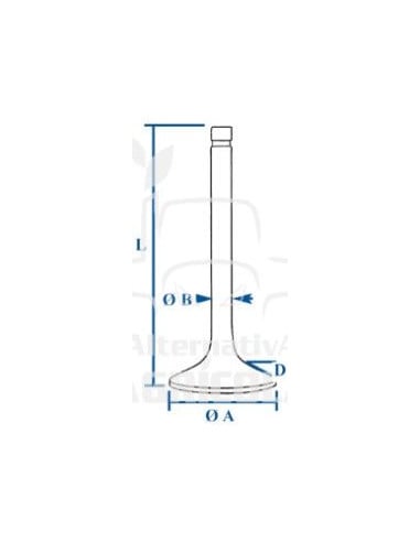 VÁLVULA DE ADMISIÓN Ø 38.2 X 9.5 MM - L 124.4 MM - 45°