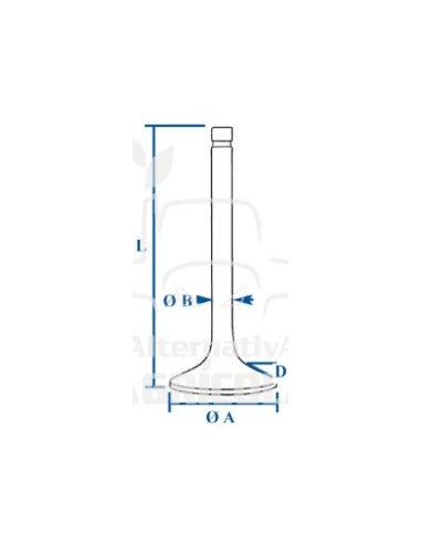 VÁLVULA DE ESCAPE Ø 31.96 X 8.62 MM - L 147.82 MM - 45°