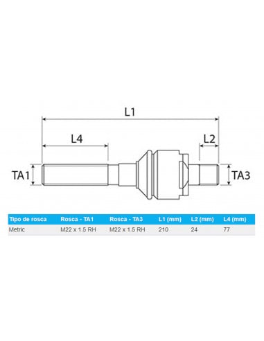 RÓTULA AXIAL M22 X 1.5 DERECHA - M22 X 1.5 DERECHA