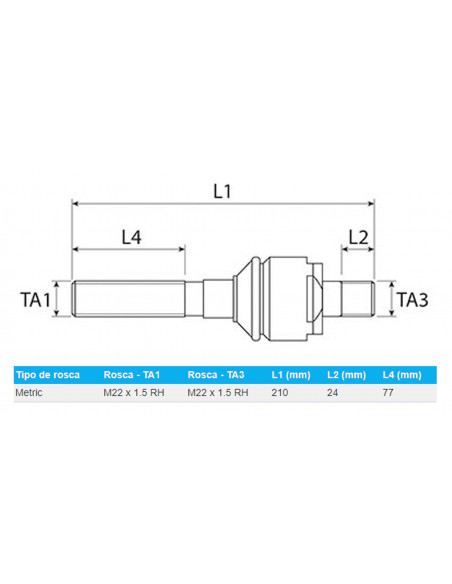 RÓTULA AXIAL M22 X 1.5 DERECHA - M22 X 1.5 DERECHA