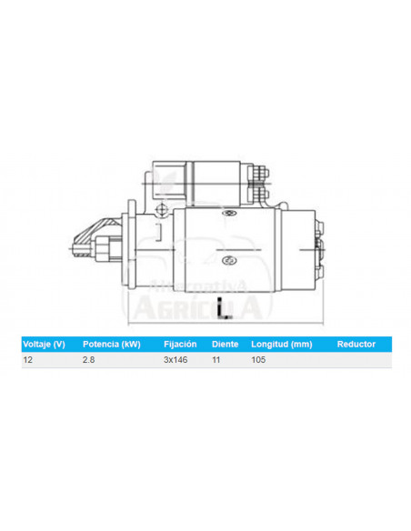 MOTOR DE ARRANQUE 12V - 2,8 KW