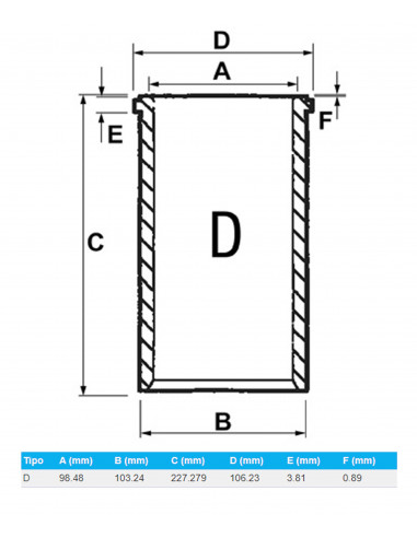 CAMISA DE CILINDRO SEMITERMINADA Ø 98.48 MM