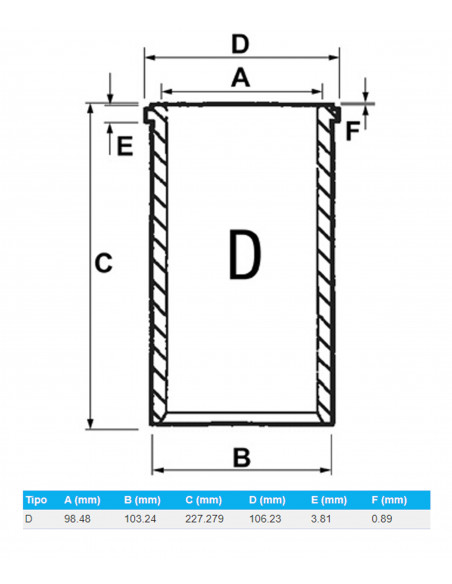 CAMISA DE CILINDRO SEMITERMINADA Ø 98.48 MM